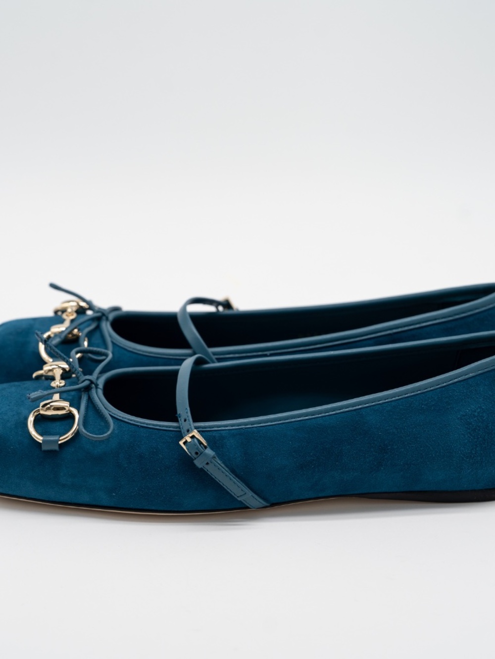 size 37.5G 7.5 US Gucci Horsebit Ballet Flats Blue Suede Mary Jane - Picture 4 of 12